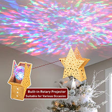 Load image into Gallery viewer, PEIDUO Christmas Clearance 11" Hollow Gold Star Christmas Tree Topper with Rotating Magic Ripple Projector for Crown Xmas Tree Topper Decoration