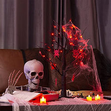Load image into Gallery viewer, EAMBRITE 2FT Halloween Decorations Black Spooky Tree with 24 LED Red Lights and 6 Spiders for Halloween Decoration Battery Operated Indoor Decoration