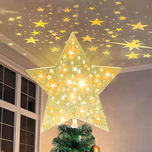 Load image into Gallery viewer, Christmas Tree Topper Lighted Star, Projector Christmas Tree Topper Christmas Decorations, 3D Hollow Sparkling Star Lighted Tree Topper for Christmas Tree Decorations