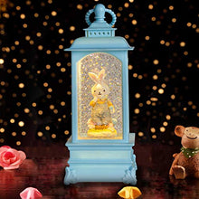 Load image into Gallery viewer, PEIDUO Lighted Easter Lantern Snow Globe Music Boxes Animated , Easter Bunny Lamp Lantern for Home Decoration, Holidays Home Decor, Tabletop Decorative and Gift,3 AA Battery or USB