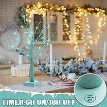 Load image into Gallery viewer, PEIDUO Blue-green Trees Decorations for The Home, 2FT 24LT Tree Light Battery Powered Timer, Lighted Mother's Day Decor, for Home Bedroom Living Room Fireplace Wedding Party Father's Day and Christmas