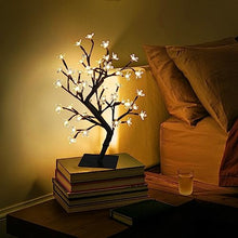 Load image into Gallery viewer, PEIDUO 17.5” Lighted Cherry Blossom Tree 48 Warm White Lights Plug in Adapter Light up Bonsai Tree for Christmas Indoor Home Bedroom Office Living Room Tabletop Tree Night Light Artificial Plants