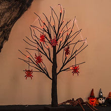 Load image into Gallery viewer, Vanthylit Halloween Spooky Tree Glittered with 24LED Red Lights Black Halloween Tree and Metal Spider Accessories Battery Powered for Halloween Decorations Indoor