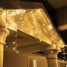 Load image into Gallery viewer, Eambrite Outdoor Christmas Lights 320 LED 32ft Icicle Lights Plug in String Lights Outside Lights with Memory for Home/Party/Christmas Decorations (10m, Warm White)