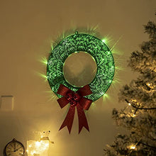 Load image into Gallery viewer, EAMBRITE Light up Christmas Wreath Decorations with 40 Green LEDs Battery Powered Front Door Wreath with Red Bow and Berries Hanging Garland for St Patrick's Day Winter Wall Decor 47cm – Large, Green