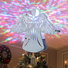 Load image into Gallery viewer, PEIDUO Christmas Clearance 11" RGB Praying Angel Tree Topper with Built-in Rotating Ripple Projector for Crown Xmas Tree Topper Decoration