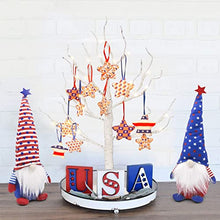 Load image into Gallery viewer, PABIPABI 4th of July Display Tree with 12 Fabric Pentagrams, Battery Operated Patriotic Table Decor Tree with Timer for Independence Memorial Day Labor Day Home Party Office Decor(Warm White)