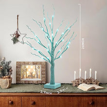 Load image into Gallery viewer, PEIDUO Blue-green Trees Decorations for The Home, 2FT 24LT Tree Light Battery Powered Timer, Lighted Mother's Day Decor, for Home Bedroom Living Room Fireplace Wedding Party Father's Day and Christmas