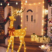 Load image into Gallery viewer, EAMBRITE Christmas Reindeer with Red Bow, 5FT Light Up Reindeer Outdoor Christmas Decorations for Yard Garden