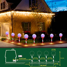 Load image into Gallery viewer, EAMBRITE 4PK RGB Ball Candy Cane Pathway Markers Light with Rotating Projector Waterproof Outdoor Stake Lights Decorative for Pond Garden Patio Landscape