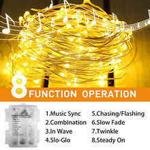 Load image into Gallery viewer, EAMBRITE Fairy Lights 16.4FT 50LT Sync Music String Lights Battery Operated 8 Modes Waterproof for Indoor Outdoor Wedding Bedroom Decor
