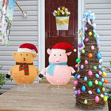 Load image into Gallery viewer, Vanthylit Easter Decorations, Set of 2 30" Fluffy Foldable/Pop Up Bear and Pig with 100LT Warm White LED Plug in Lighted Collapsible Christmas Decorations for Indoor Outdoor Use