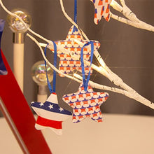 Load image into Gallery viewer, PABIPABI 4th of July Display Tree with 12 Fabric Pentagrams, Battery Operated Patriotic Table Decor Tree with Timer for Independence Memorial Day Labor Day Home Party Office Decor(Warm White)