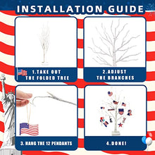 Load image into Gallery viewer, EAMBRITE 4th of July Decorations, 2FT Lighted Birch Tree with 12 Wooden 4th of July Accessories, Independence Day Decorations for Memorial Day Flag Day Home Table Decor, Battery Operated and Timer