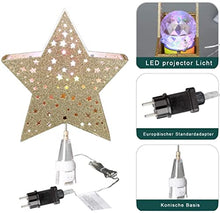 Load image into Gallery viewer, EAMBRITE 23 cm Weihnachtsbaum Stern Deckel Hohle Christbaumspitze Weihnachtsbaumspitze Goldene Sternschale Mit Rotierendem Magischem Mehrfarbigem Wasserwellenprojektor Für Weihnachtlicher Baumschmuck