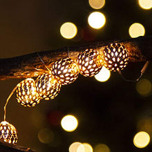 Load image into Gallery viewer, EAMBRITE Metal Globe String Lights 10 LED Warm White Fairy Lights Battery Operated Indoor Decoration for Easter Birthday Wedding Window Desk Mantelpiece Party Kids' Room Bedroom