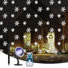 Load image into Gallery viewer, Vanthylit Christmas Snowflake Projector Light Remote Controlled Multi-Function Rotating for Xmas Moving Snowflake Points Landscape Lights for Home Yard Garden Wedding Show Club Pub