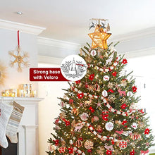 Load image into Gallery viewer, EAMBRITE Christmas Star Tree Topper Pre-lit Golden Star Tree Topper with Flying Reindeer Decorations Plug in for Indoor and Outdoor Décor - Warm White Led