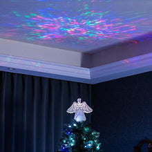 Load image into Gallery viewer, PEIDUO Christmas Clearance 11" RGB Praying Angel Tree Topper with Built-in Rotating Ripple Projector for Crown Xmas Tree Topper Decoration