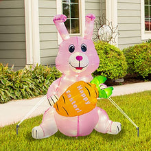 Load image into Gallery viewer, PEIDUO Easter Decorations, Inflatable Easter Bunny with LED Lights, Easter Inflatables Outdoor Decorations with Sandbag and Stakes, Easter Blow up Yard Decorations for Holiday Garden Lawn Party (4FT)