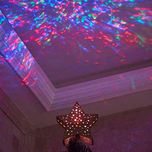 Load image into Gallery viewer, Vanthylit Gold Star Christmas Tree Topper Projector Tree Top Star with Kaleidoscope Effect Christmas Tree Decoration