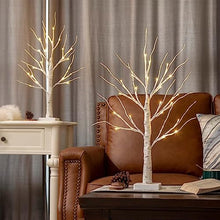 Load image into Gallery viewer, EAMBRITE Lighted Birch Tree for Home Decor, Set of 2 Money Tree Indoor, Battery Operated Tabletop Mini Artificial Tree with Lights for Christmas Centerpiece Mantel Summer Decorations (2FT/Warm White)