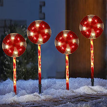Load image into Gallery viewer, Vanthylit 3PK Peppermint Pathway Markers with 48LT Multi-Functions Fairy Lights Christmas Lawn Candy Cane Stake Lights for Outdoor Decorations