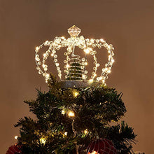 Load image into Gallery viewer, EAMBRITE Christmas Crown Tree Topper Twinkling Jewelled Crown with 60 Warm White LEDs Plug in for Christmas Tree Decorations
