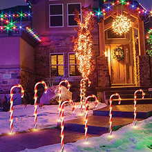Load image into Gallery viewer, Vanthylit 8PK 64LT Candy Cane Pathway Markers Christmas Lawn Stake Lights for Outdoor Decorations
