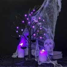 Load image into Gallery viewer, EAMBRITE 2FT Black Halloween Tree with Bats Purple Lights Battery Operated Spooky Decorations Indoor Small Twig Tree Gifts for Kids