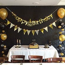 Load image into Gallery viewer, DELICHTER 2×Gold Geburtstag Deko Girlande und 1× 50 LEDs Lichtkette mit Battriebetrieben Happy Birthday Deko für Mädchen und Jungen