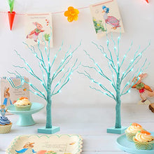 Load image into Gallery viewer, EAMBRITE Blue Easter Tree with Lights Easter Table Decorations Light up Hanukkah Tree Small Twig Tree Battery Operated with Timer for Home Party Spring Decor (2ft/60cm)