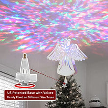 Load image into Gallery viewer, PEIDUO Christmas Clearance 11" RGB Praying Angel Tree Topper with Built-in Rotating Ripple Projector for Crown Xmas Tree Topper Decoration