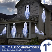 Load image into Gallery viewer, Set of 2 - EAMBRITE Halloween Ghost Windsock Light Hanging Halloween Flag with 80 Cool White Lights Halloween Decorations for Yard Party Garden Outdoor Decor