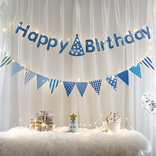 Load image into Gallery viewer, EAMBRITE Blue Happy Birthday Banners boys Birthday Buntings with Battery Fairy Lights Birthday Decorations Kit Party Supplies for Birthday Party Décor