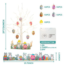 Load image into Gallery viewer, PEIDUO Easter Decorations for The Home, 2FT 24LT Easter Egg Tree Lighted with Battery Powered and Timer, Lighted Easter Tree Decor