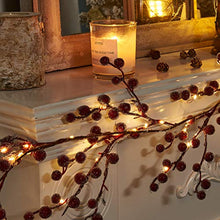 Load image into Gallery viewer, EAMBRITE Christmas Decorations 1.8m 88 LEDs Red Frosted Holly Berry Garland with Warm White Light Waterproof Vine with Lights for Indoor Outdoor Home Garden Party Decoration