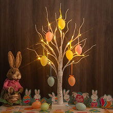 Load image into Gallery viewer, Easter Decorations EAMBRITE 24IN 24LT Easter Tree with 10 Egg Ornaments Timer Battery Operated Tabletop Tree Centerpiece Table Decorations for The Home Spring Party Wedding