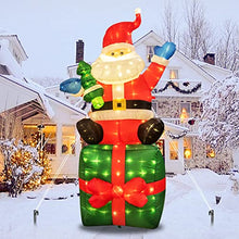 Load image into Gallery viewer, PEIDUO 6 Foot Christmas Inflatable Santa Claus, Light up Santa with Gift Box, Large Blow up Yard Decorations with 180 Built-in LED for Outdoor Holiday Yard Lawn Home Family Decor