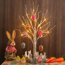 Load image into Gallery viewer, Easter Decorations, EAMBRITE Easter Tree with 10pcs Easter Eggs, Lighted Birch Tree with Timer Battery Powered, Tabletop Centerpiece Spring Decorations for Home(2FT / 24 LED)