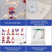 Load image into Gallery viewer, PEIDUO 4th of July Decorations for Home, Set of 2 Artificial Tree with 4th of July Accessories, Battery Powered Patriotic Decorations with Timer, Lighted Birch Tree with LED Lights (2FT Warm White)
