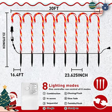 Load image into Gallery viewer, Vanthylit 8PK 64LT Candy Cane Pathway Markers Christmas Lawn Stake Lights for Outdoor Decorations