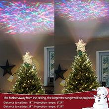 Load image into Gallery viewer, PEIDUO Christmas Clearance 11" Hollow Gold Star Christmas Tree Topper with Rotating Magic Ripple Projector for Crown Xmas Tree Topper Decoration