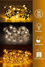 Load image into Gallery viewer, EAMBRITE Halloween Lights Set of 3 Themed Fairy Lights with 30 LED Pumpkin Bat and Ghost Indoor Halloween Decorations Battery Powered with 8 Lighting Modes Waterproof Decor for Indoor and Outdoor