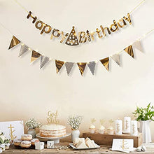 Load image into Gallery viewer, EAMBRITE Rose Gold Happy Birthday Banners Birthday Buntings with 16ft / 50 LEDs Fairy Lights Birthday Decorations Kit Party Supplies for Birthday Party Décor