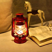 Load image into Gallery viewer, EAMBRITE Set of 2 Red Hanging Lantern Battery Operated with Warm White Light Flickering Hurricane Lamp for Garden, Camping, Hiking, Fishing, Power Cuts and More