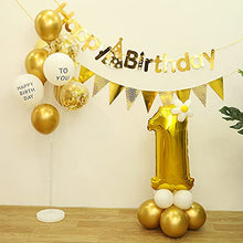 Load image into Gallery viewer, EAMBRITE Gold Happy Birthday Banners Birthday Buntings with 16ft / 50 LEDs Fairy Lights Birthday Decorations Kit Party Supplies for Birthday Party Décor