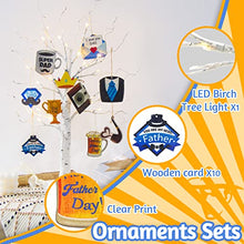 Load image into Gallery viewer, Vanthylit Fathers Day Table Decorations, Lighted Birch Tree with Happy Father's Day Wooden Signs, Centerpieces for Fathers Day Party Decor, Fathers Gifts from Daughter (2FT,10 Hanging Ornaments)