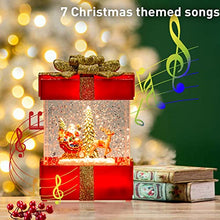 Load image into Gallery viewer, PEIDUO Christmas Snow Globe Lighted Lantern with Music Boxes Animated ,Santa Claus Glittering Lantern Lamp Lantern for Christmas Home Decoration, Holidays Home Tabletop Decor, 3 AA Battery or USB