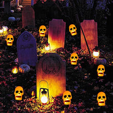 Load image into Gallery viewer, Vanthylit 4PK Halloween Pathway Lights Outdoor, Skull Pathway Stake Lights Waterproof, Skeleton Pathway Markers for Halloween Decorations